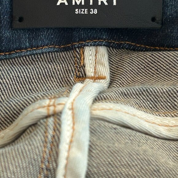 Amiri Deep Classic Slash Distressed Straight Jeans - Picture 3 of 5